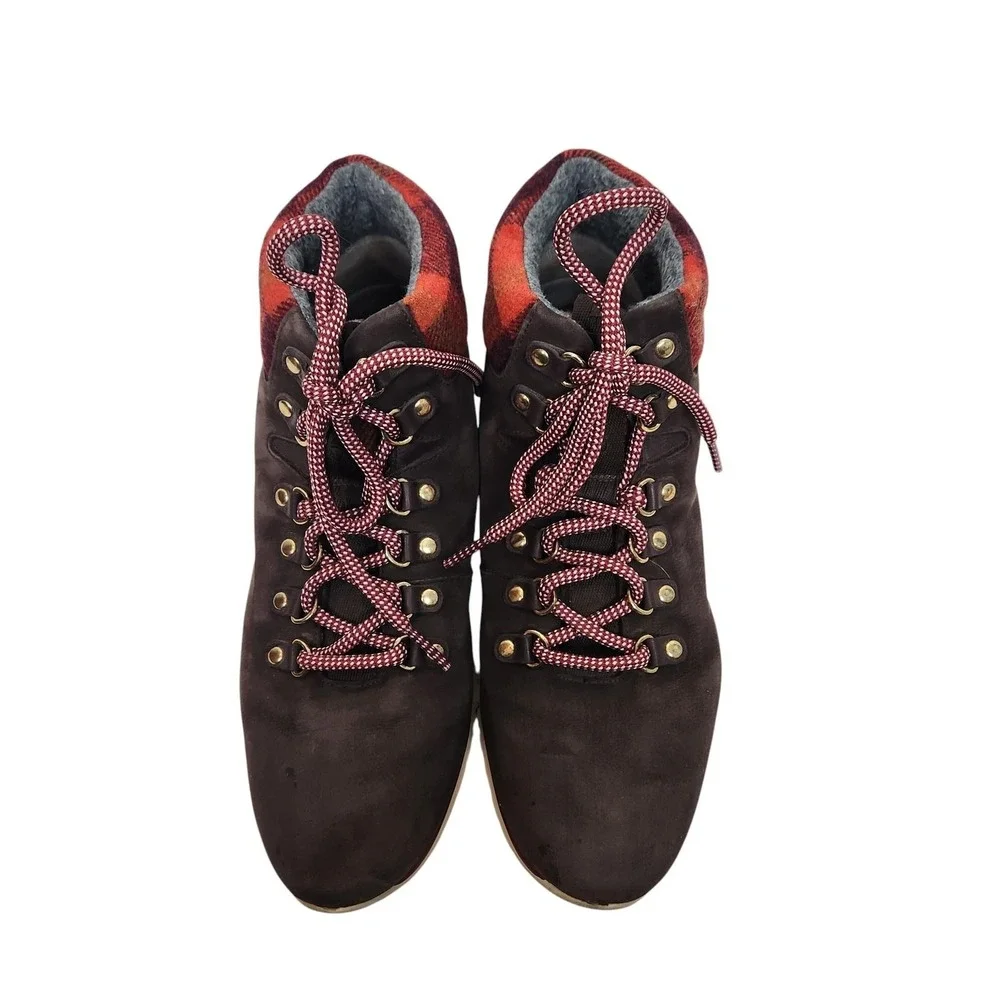 COLE HAAN Boots Womens 8 Brown Red Buffalo Plaid ZeroGrand Waterproof‎ Hiking